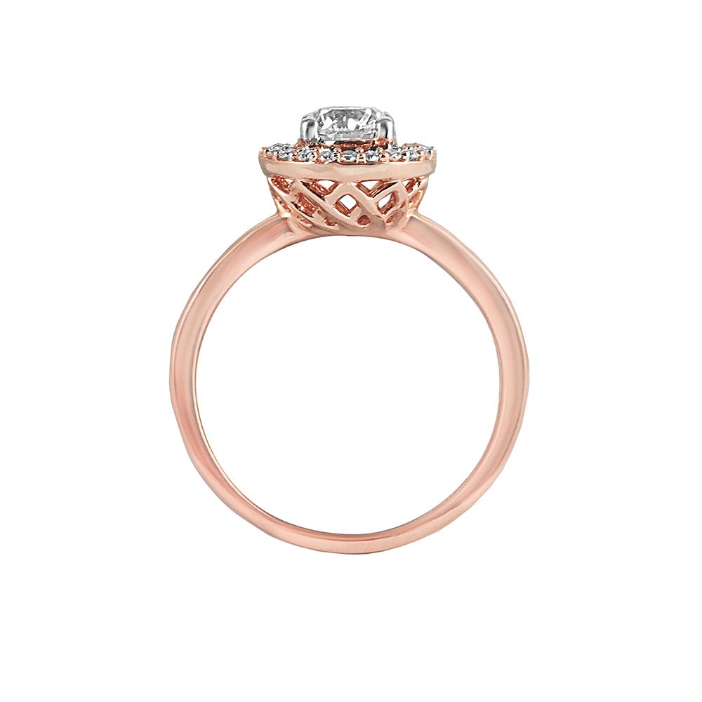 Diamond Encircled Solitaire Ring in 18KT Rose Gold-Rings-HRG23030