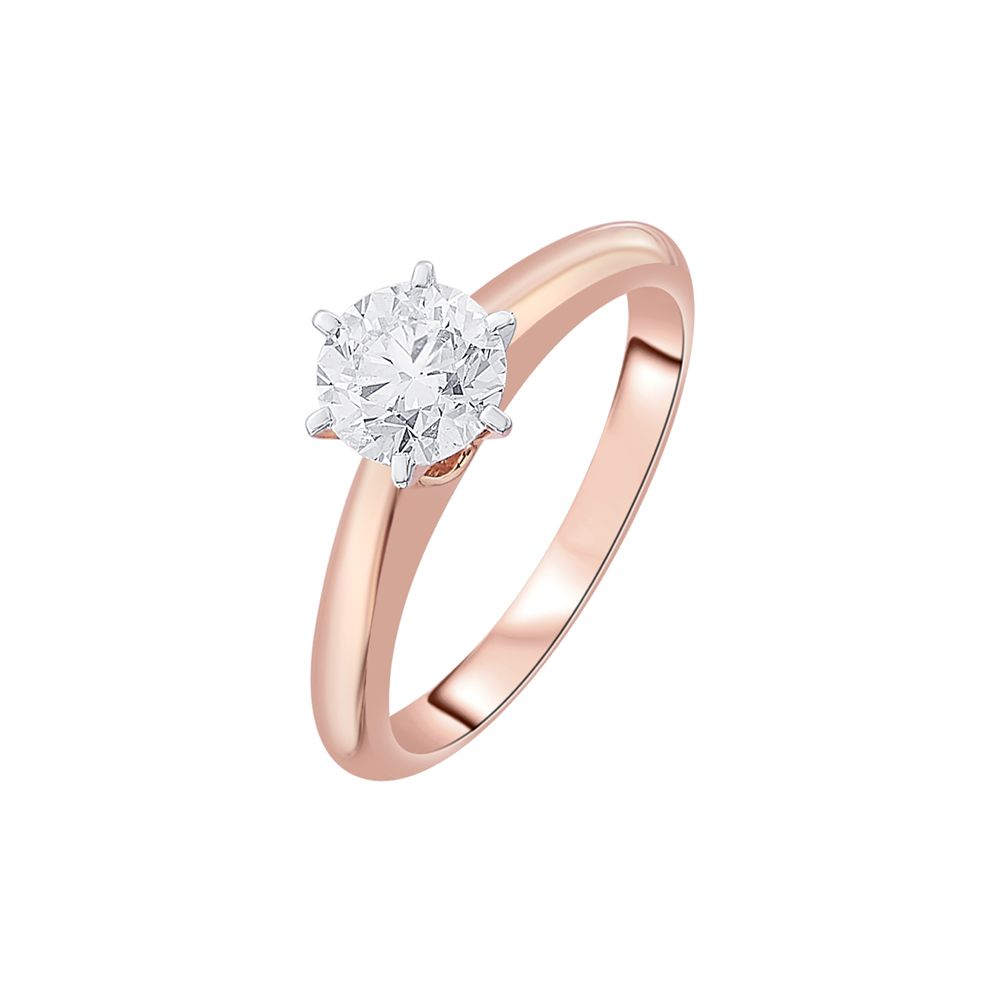 Alluring Solitaire Diamond Finger Ring in 18KT Rose Gold-Rings-HRG23033
