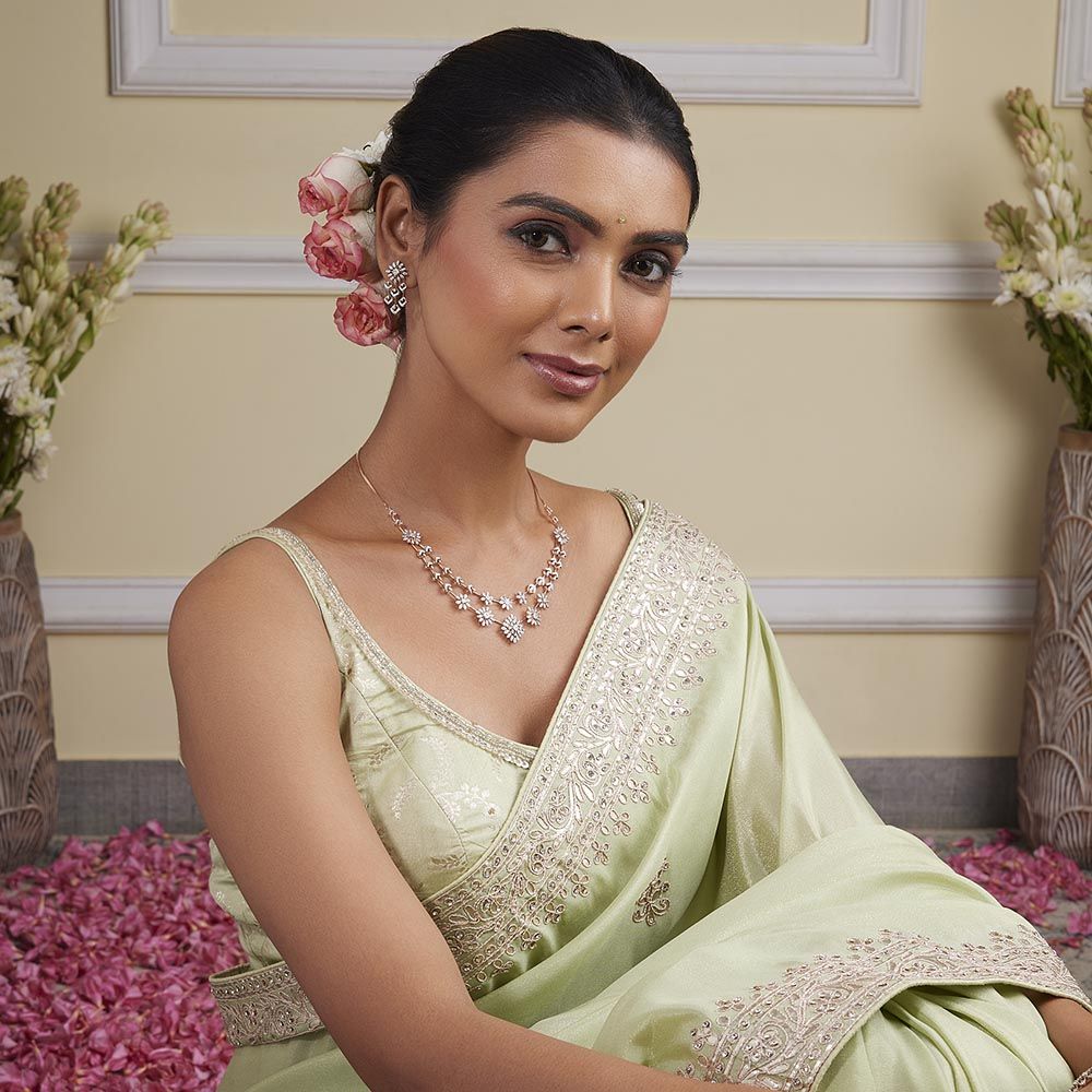 Scintillating Rose Gold Layered Diamond Necklace Set-All Jewellery-ONS24A52-D400X0B