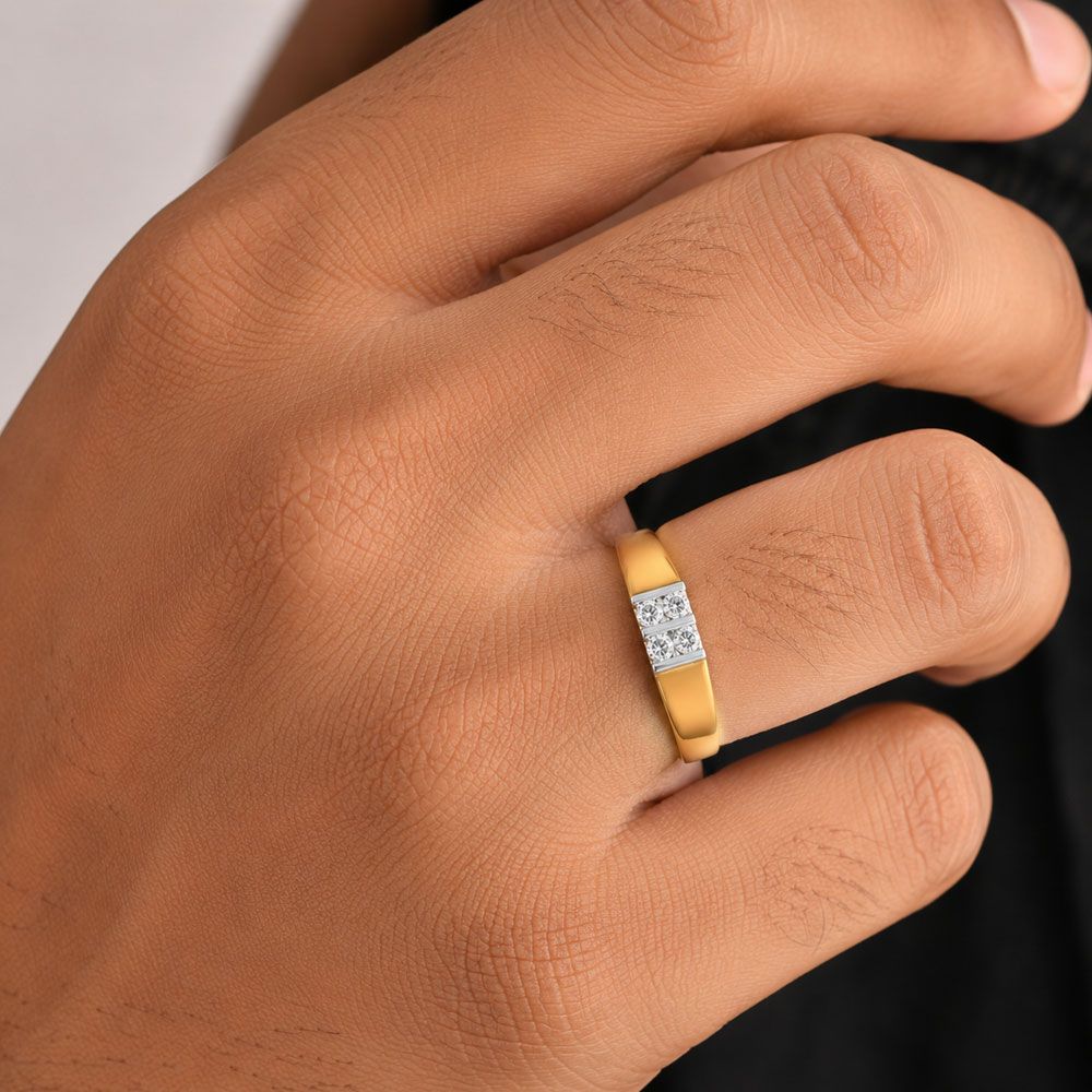 Artistic Mens 14KT Yellow Gold Ring-Rings-MRG22001