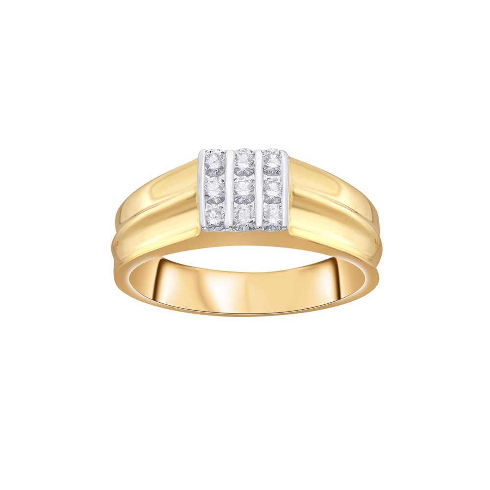 Glossy Diamond and Yellow Gold Ring For Men-Rings-MRG22012
