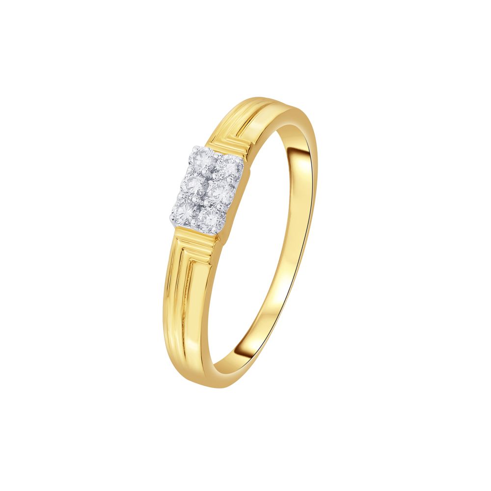 Simple 14KT Yellow Gold and Diamond Mens Ring-Rings-MRG22014