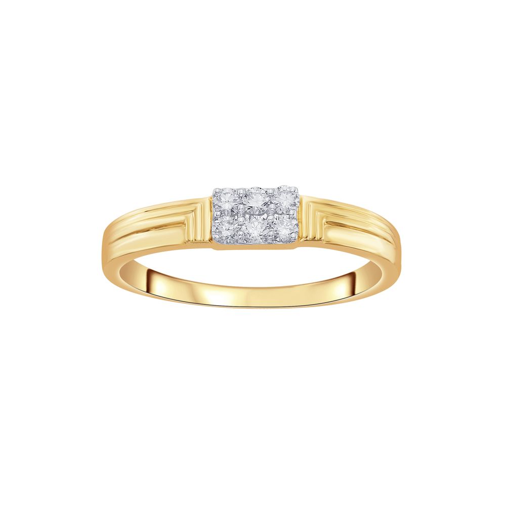 Simple 14KT Yellow Gold and Diamond Mens Ring-Rings-MRG22014