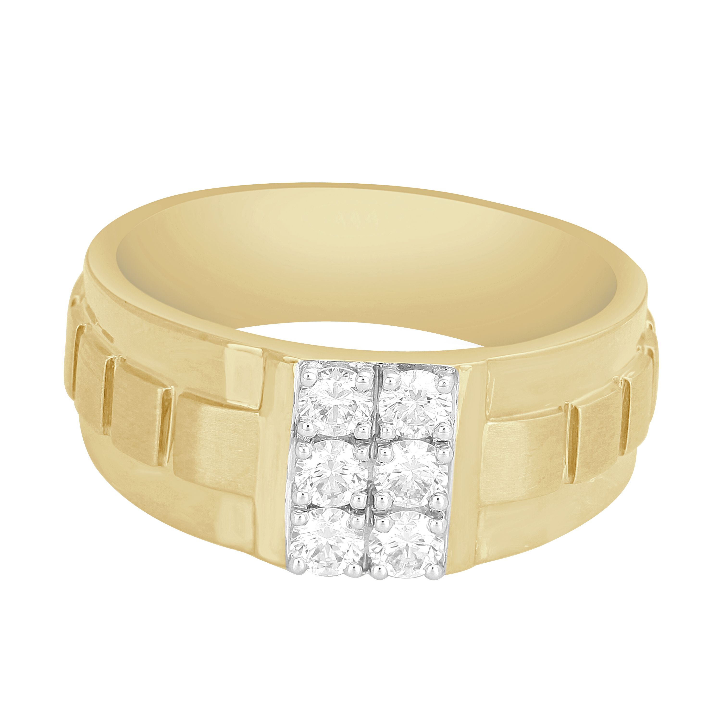 Textured Mens 18Kt Yellow Gold Ring-Rings-MRG23002-D300RLB