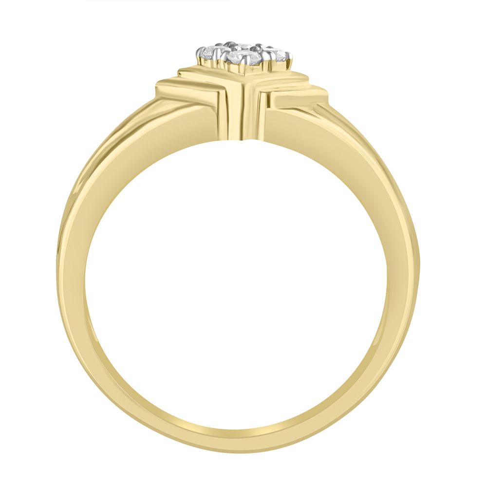 Mens Diamond Studded Textured Yellow Gold Ring-Rings-MRG23007