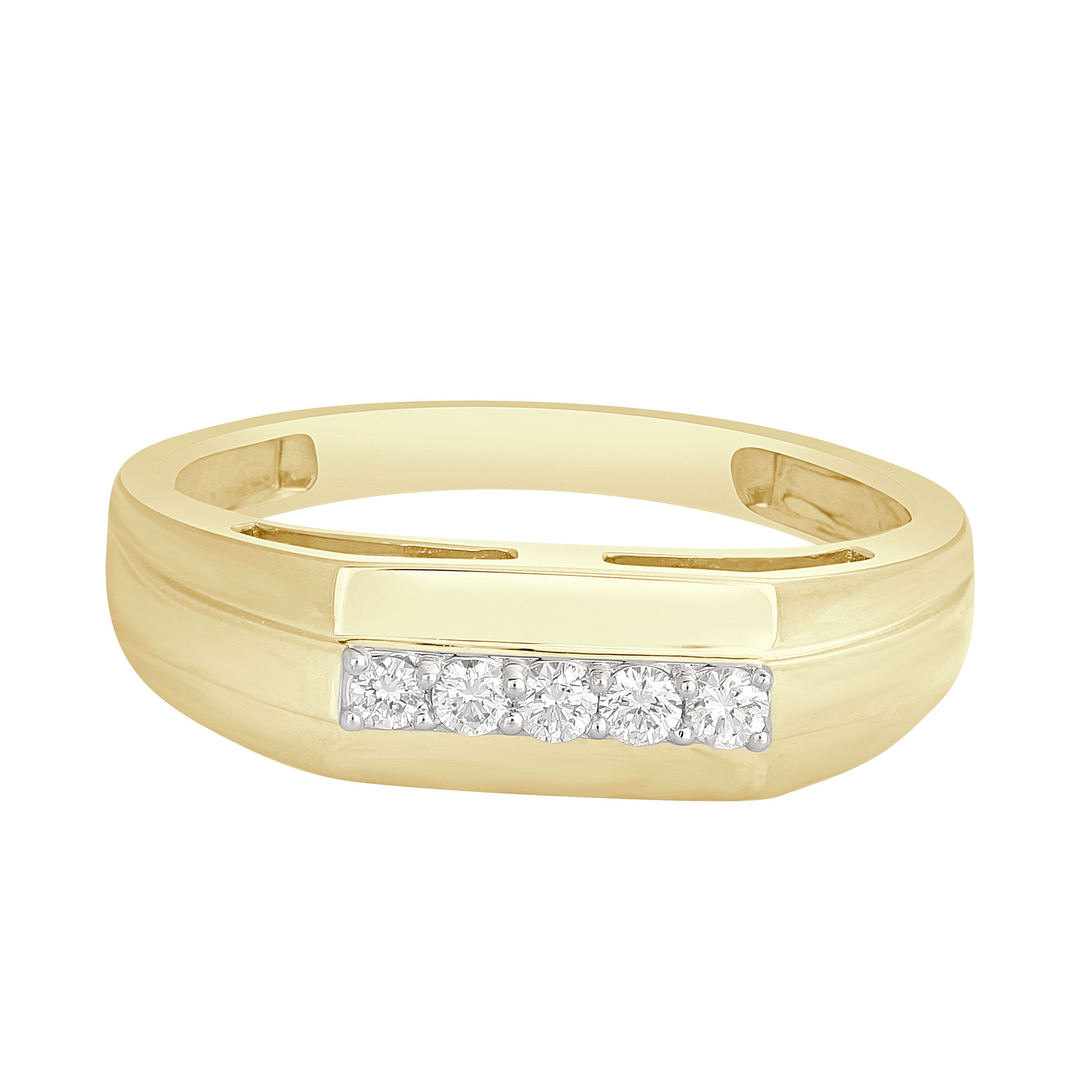 Subtle Yellow Gold and Diamond Band For Men-Rings-MRG23009