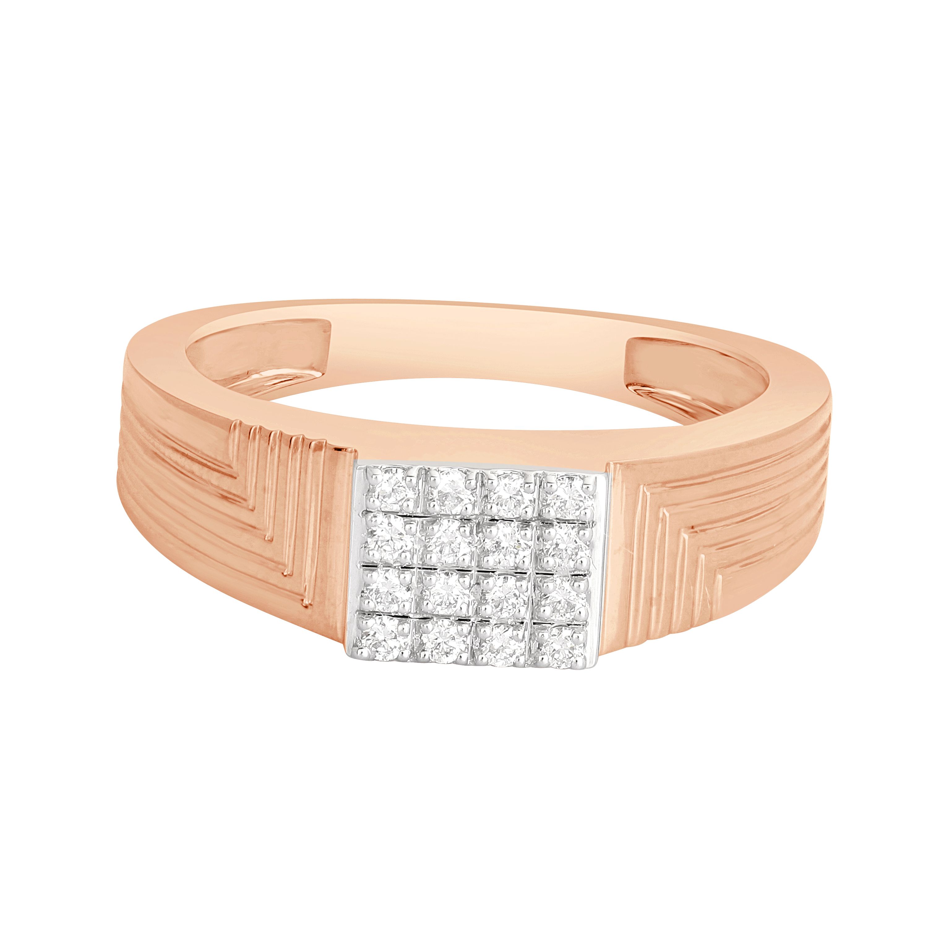 Rose Gold and Diamonds Square Ring for Men-Rings-MRG23010