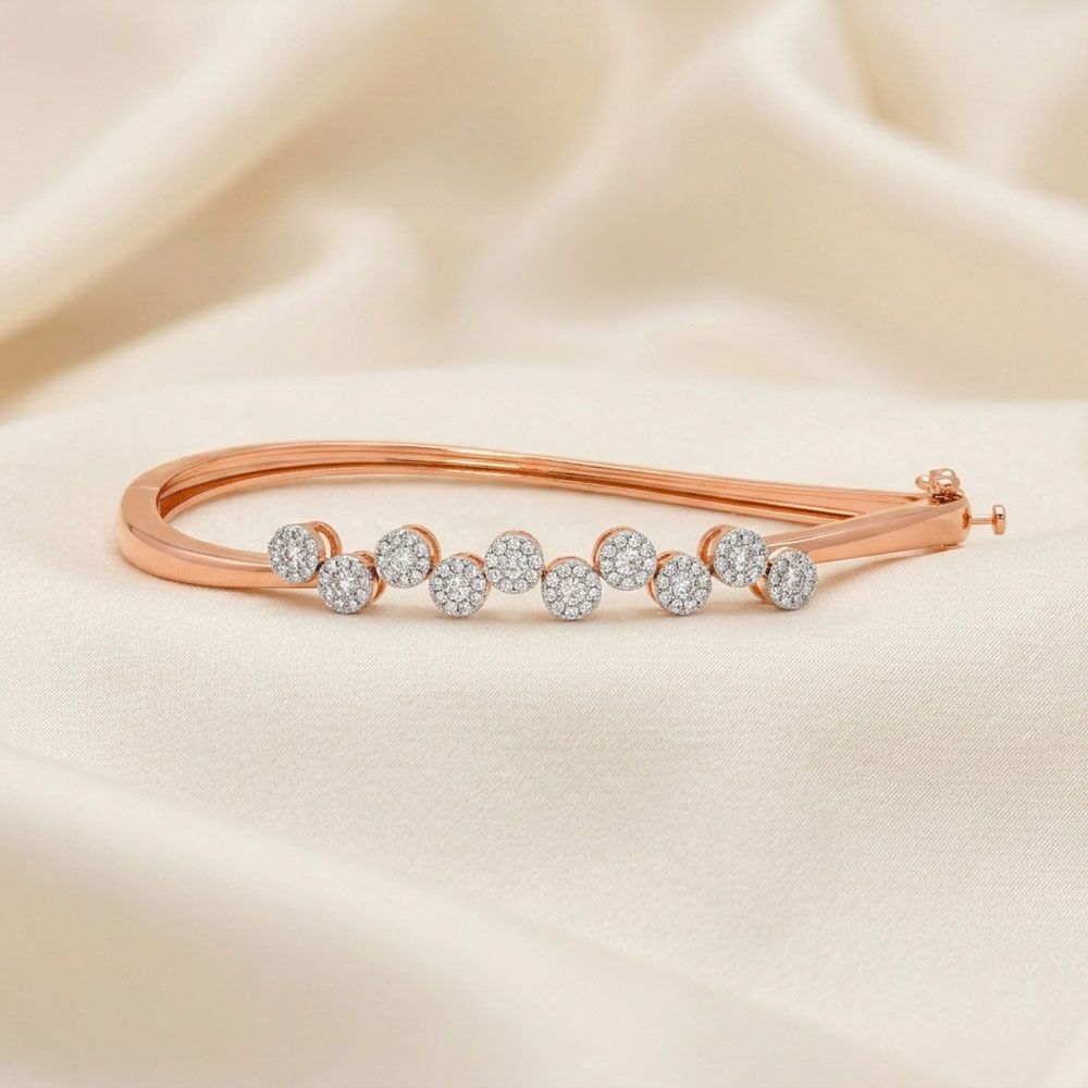 14KT Delicate Rose Gold and Diamond Bracelet-Bracelets-OBF16046-D400XEC