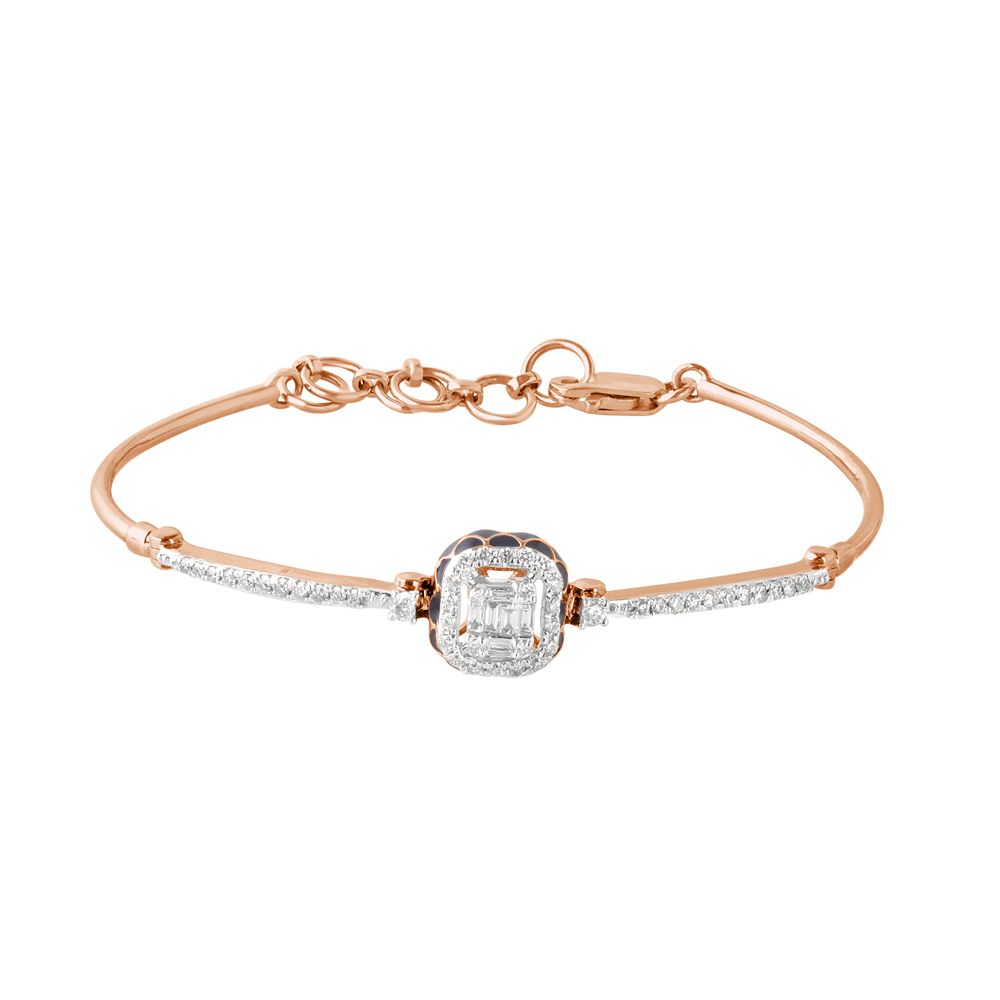 Square Diamond Bracelet in 14KT Rose Gold-Bracelets-OBF21018-D400XEC