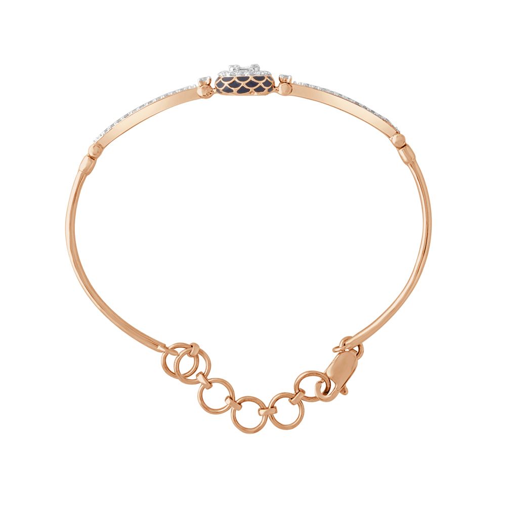 Square Diamond Bracelet in 14KT Rose Gold-Bracelets-OBF21018-D400XEC