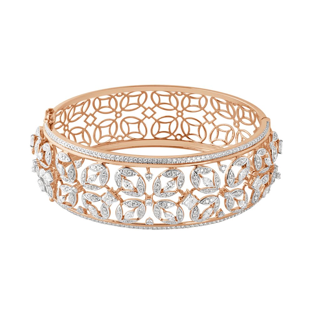 Floral Jaali Design Rose Gold Bracelet-All Jewellery-OBF23016-D300XEB