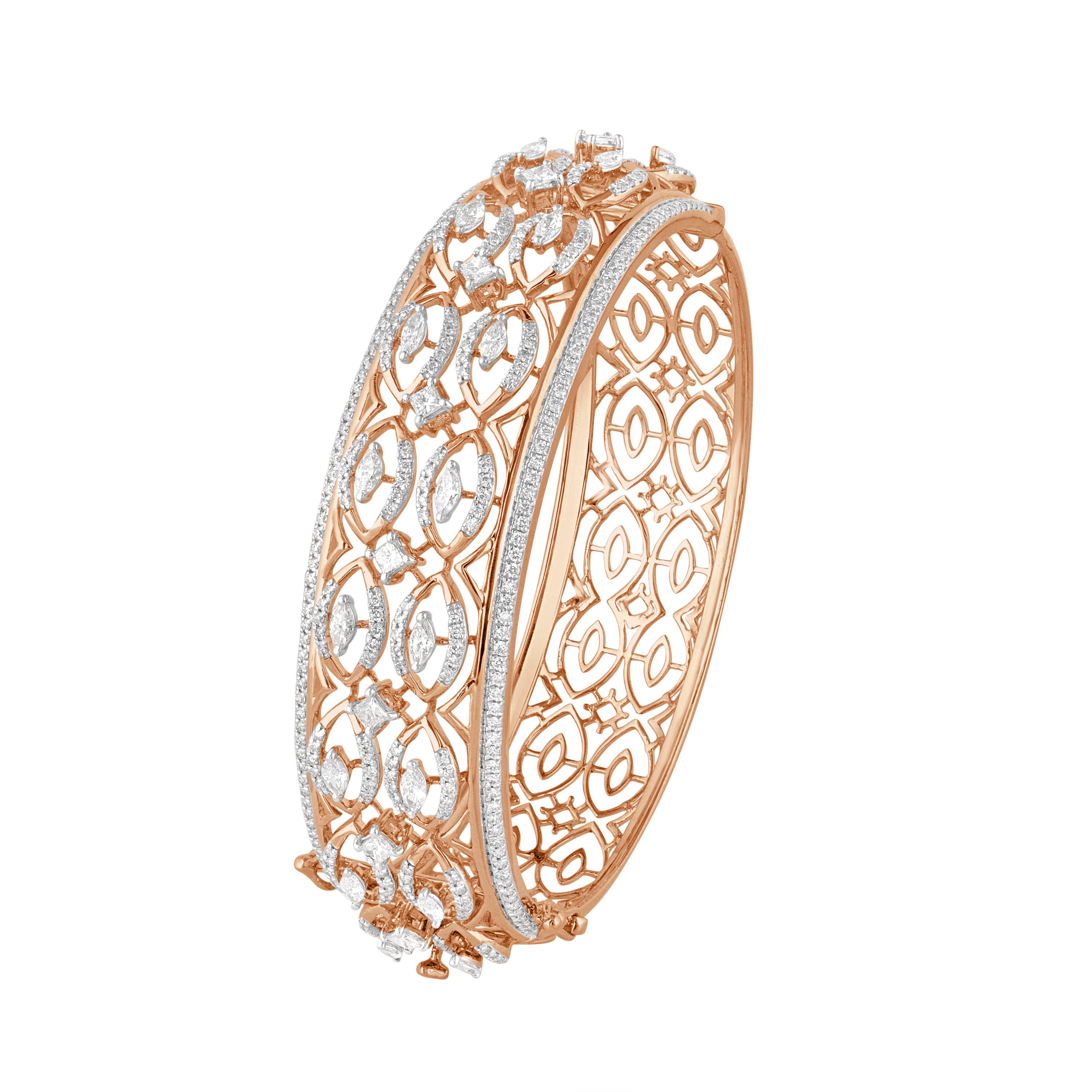 Stylish 18KT Rose Gold 3-D Floral Bracelet-All Jewellery-OBF23017