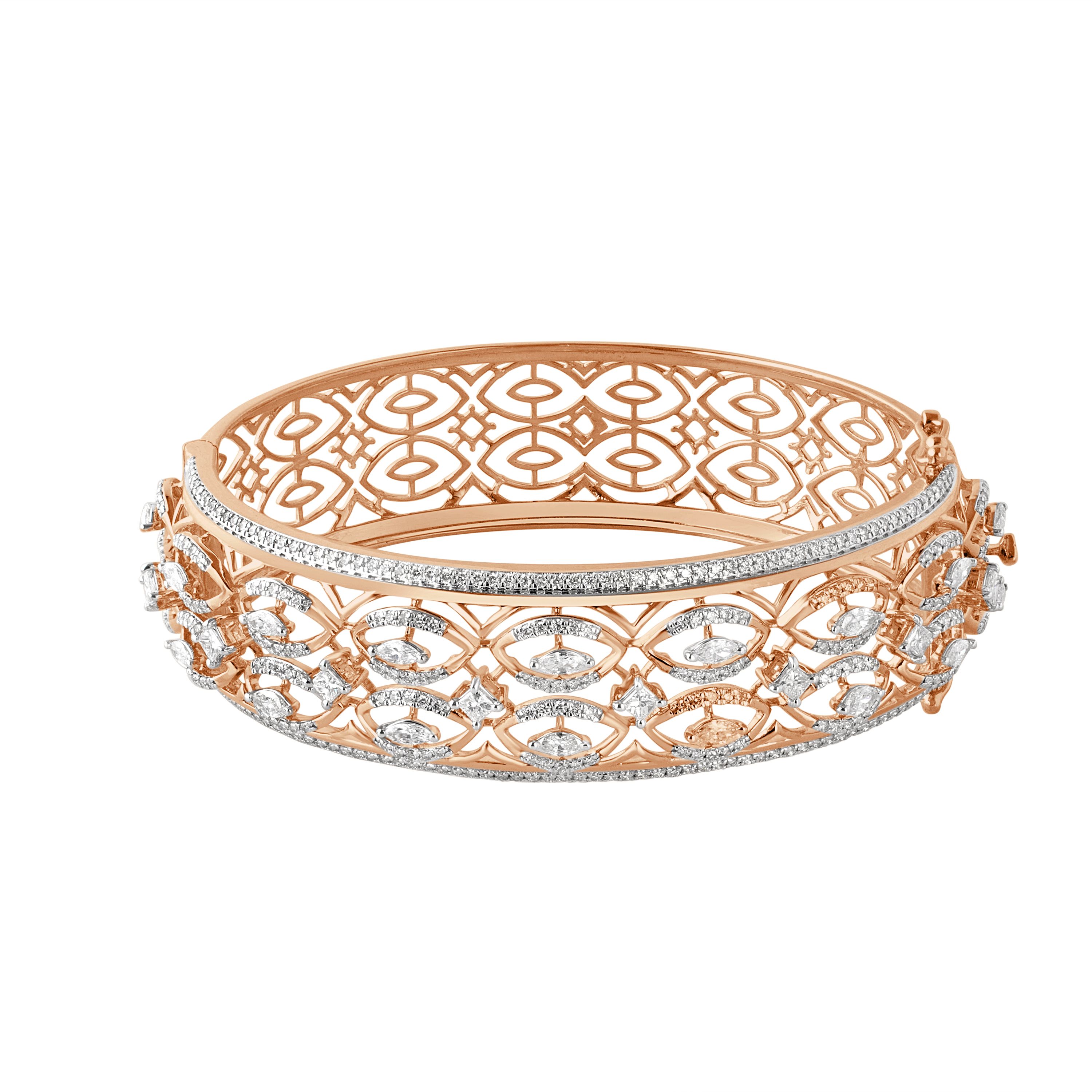 Stylish 18KT Rose Gold 3-D Floral Bracelet-All Jewellery-OBF23017