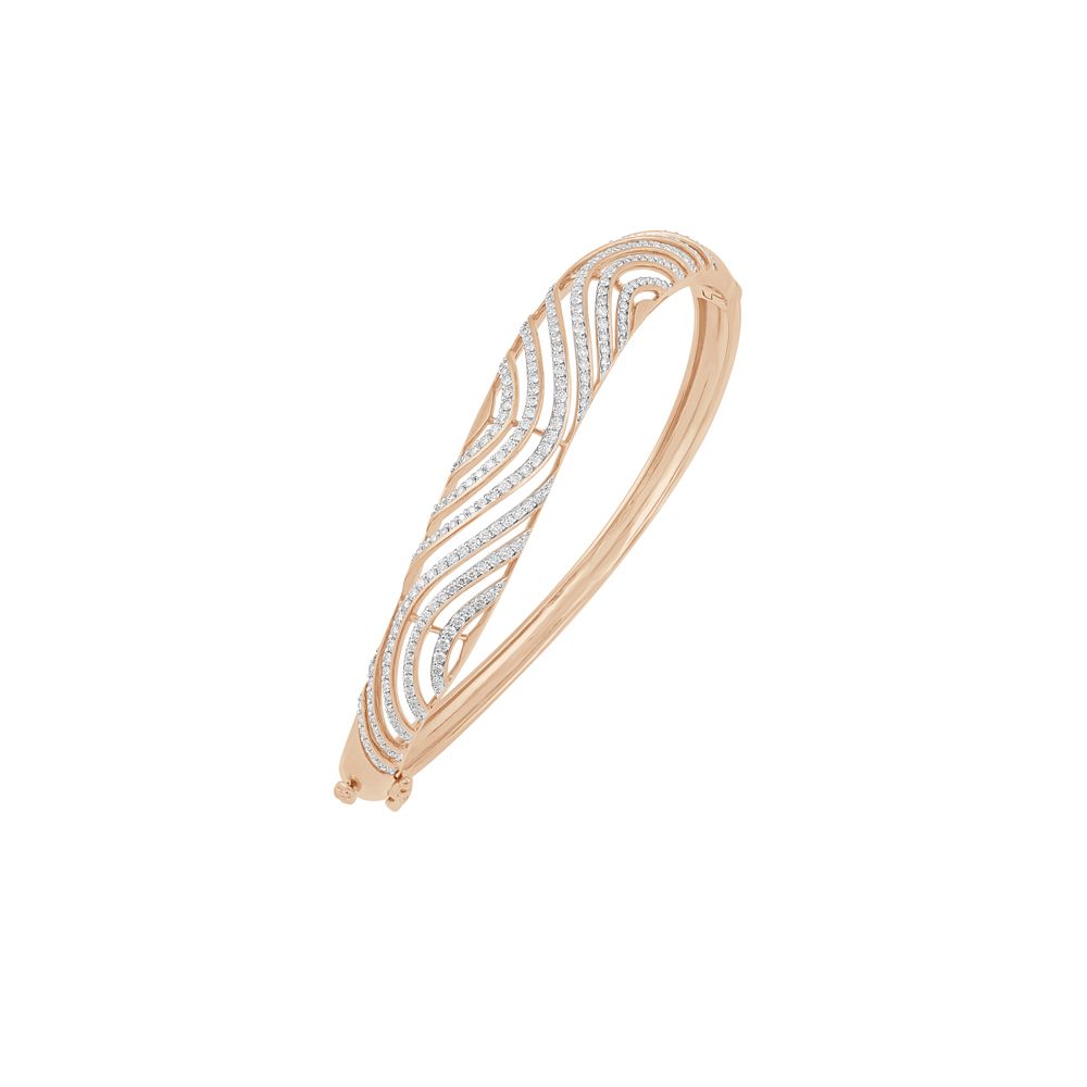 Glitzy Swirl Design 18Kt Rose Gold Bracelet-All Jewellery-OBF23R13