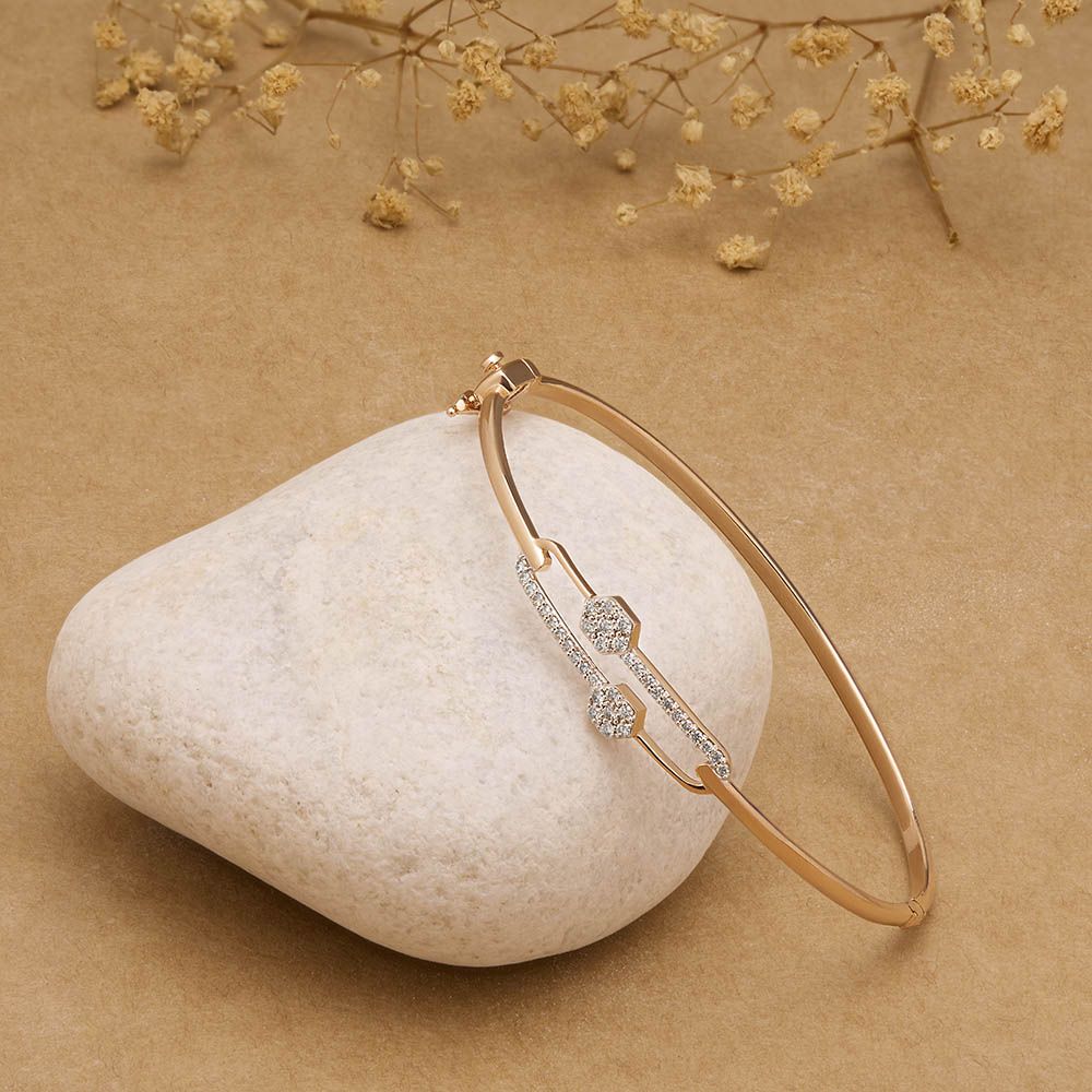 Classy Diamond Studded Rose Gold Bracelet-Bracelets-OBF24R05