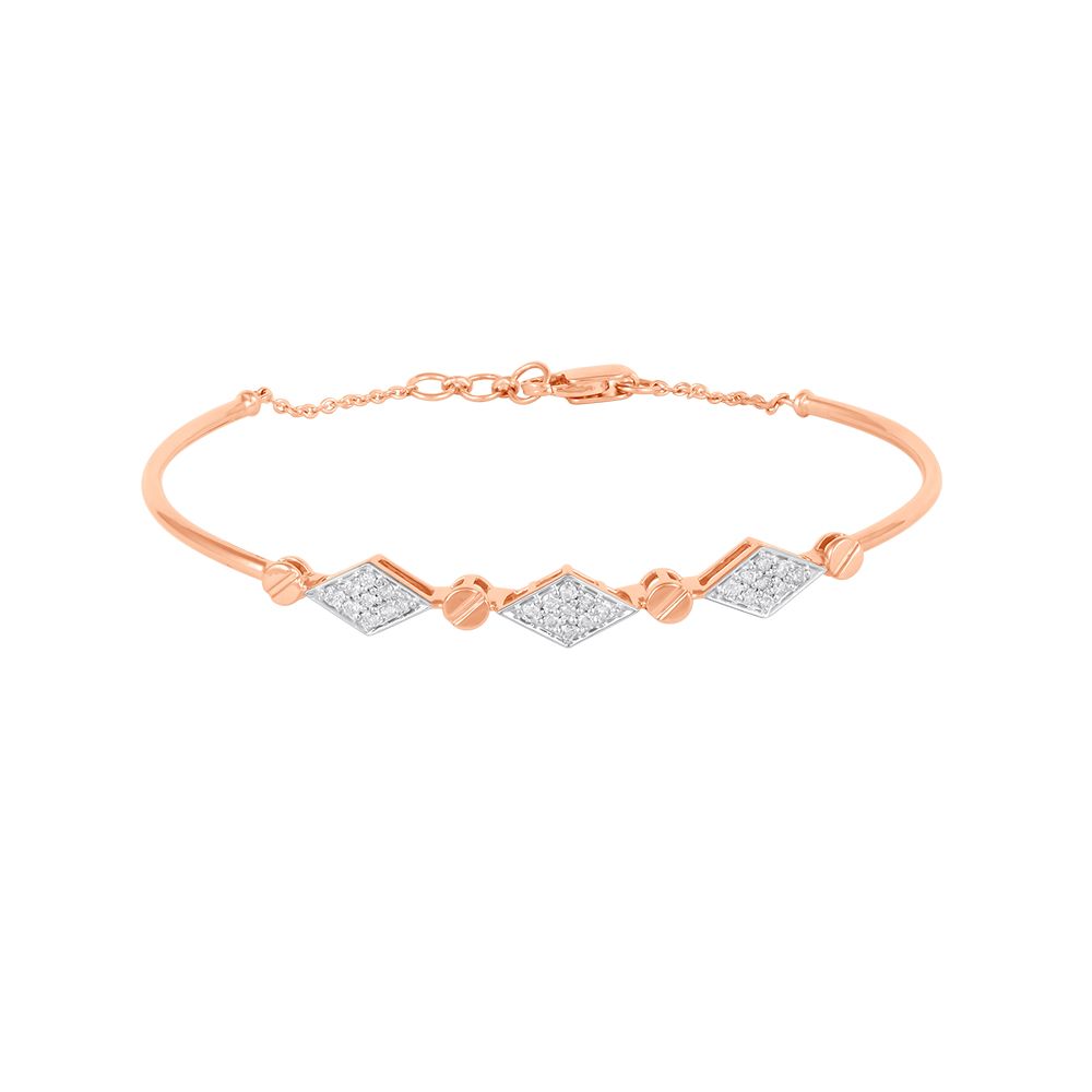 Intriguing Geometric Design Rose Gold and Diamond Bracelet-Bracelets-OBF24R06