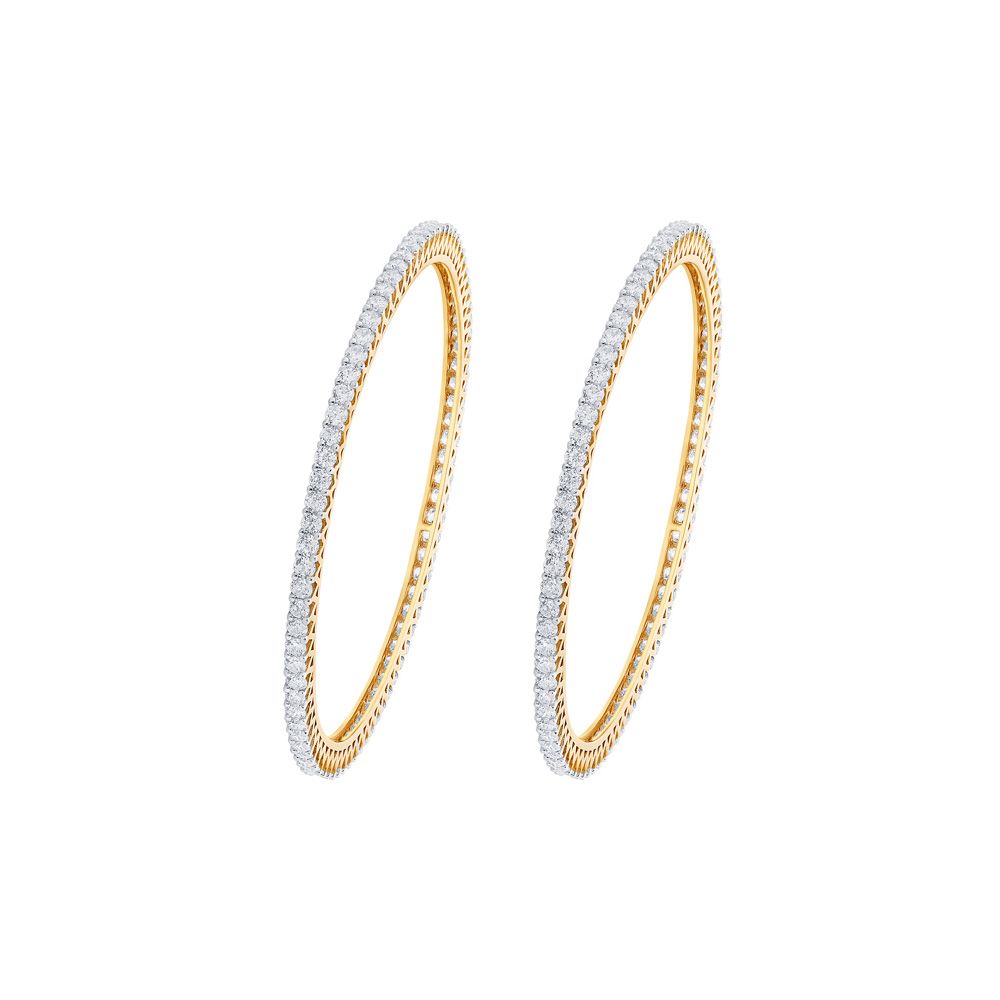 Attractive Crown Star Diamond Bangle Set of 2-Bangles-OBA13088