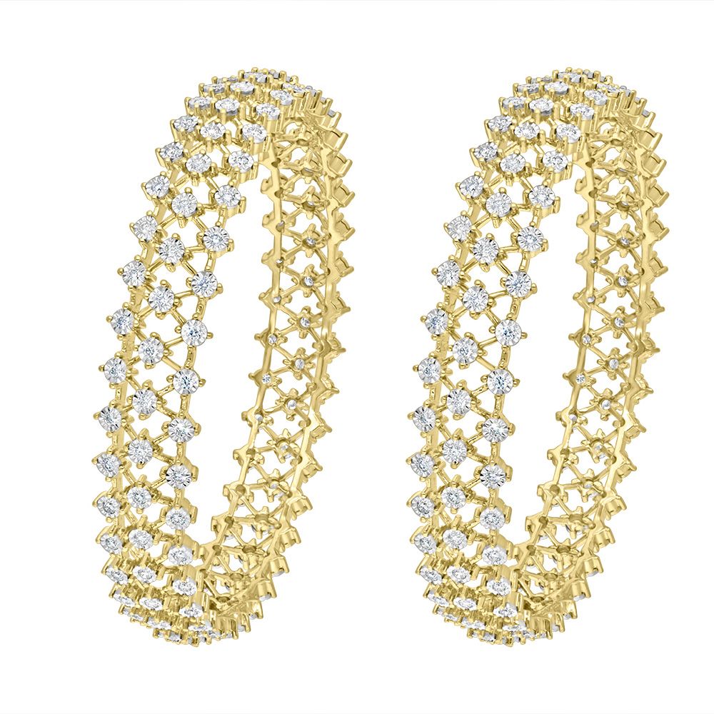 Captivating Diamond Bangle in 18KT Yellow Gold Set of 2-All Jewellery-OBA14024