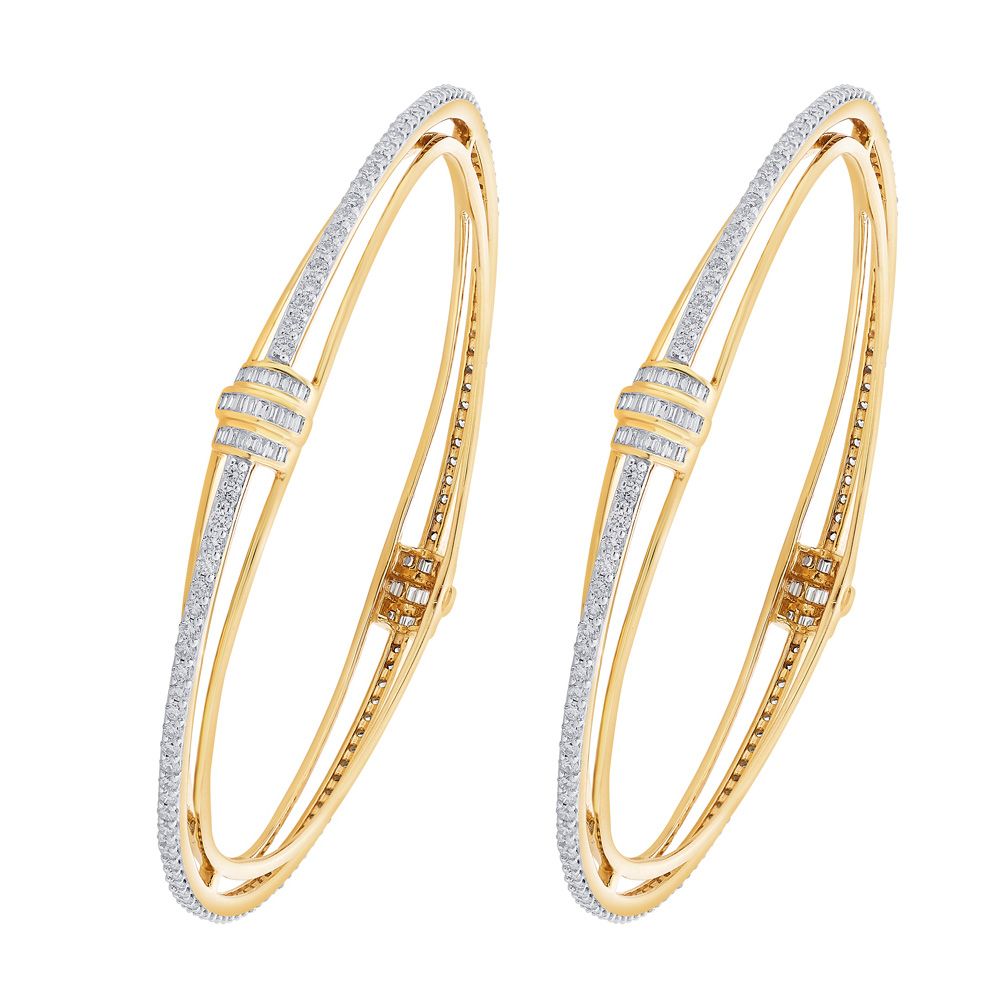 Enchanting Diamond Bangle in 18KT Rose Gold Set of 2-Bangles-OBA15791