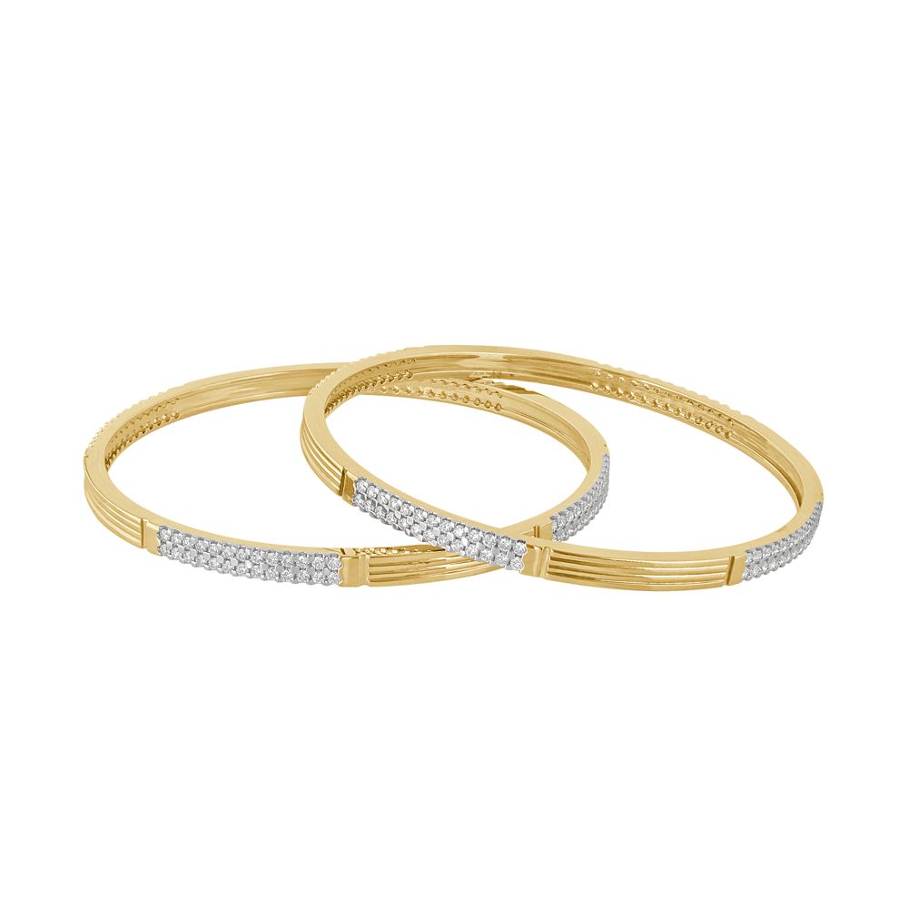 Contemporary Design Diamond Bangle Set of 2-All Jewellery-OBA18134