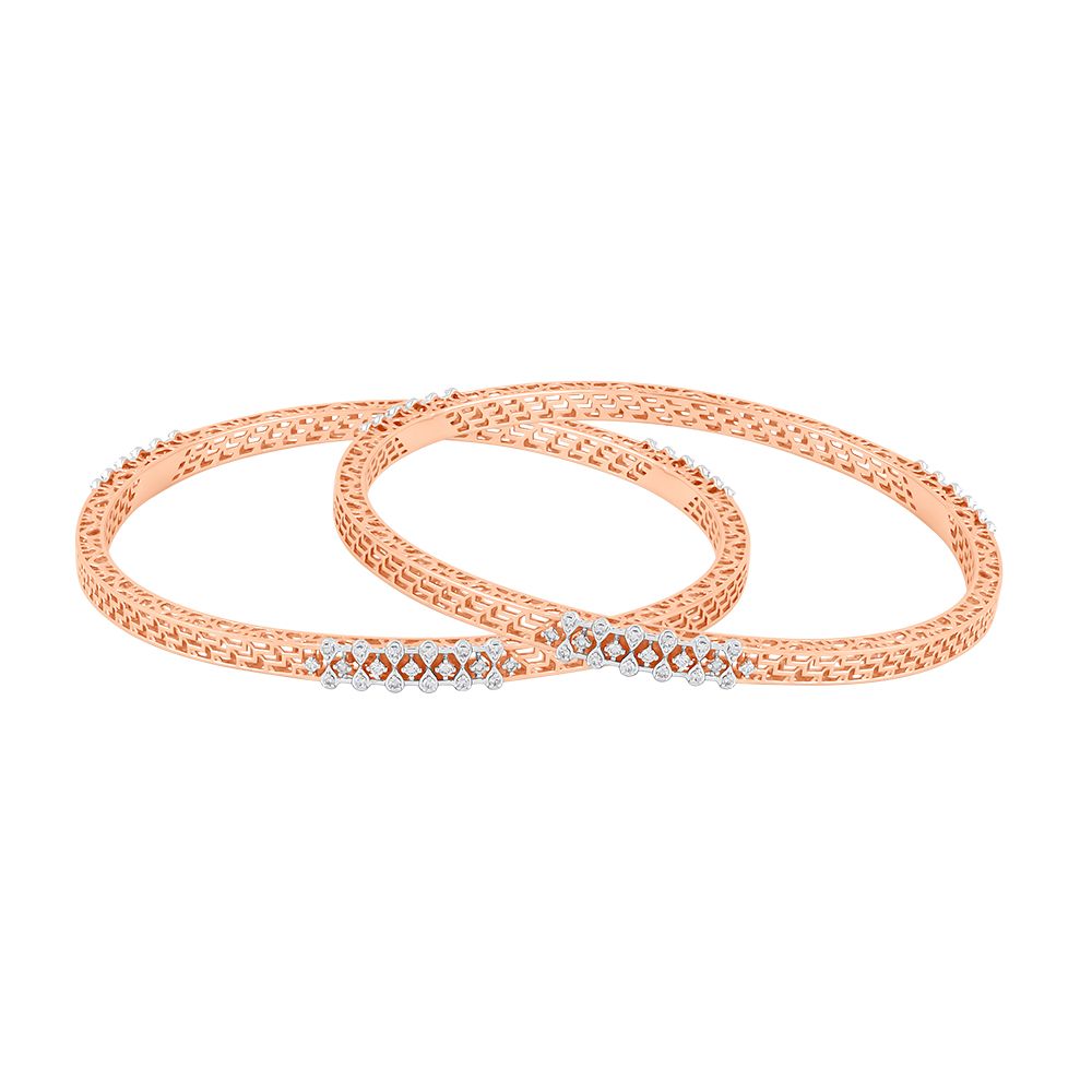 Florious Rose Gold Diamond Bangle Set-All Jewellery-OBA20073