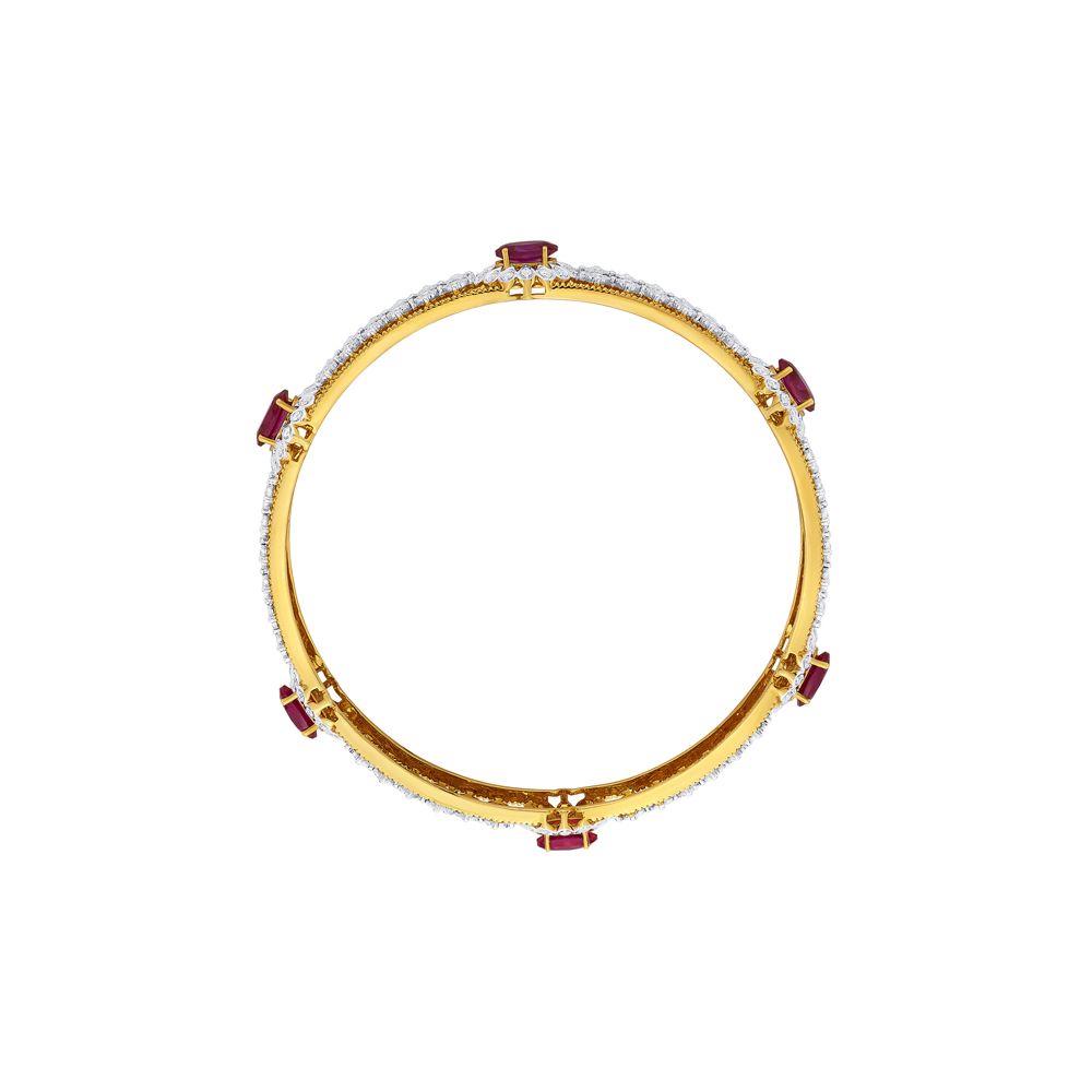 Intricate 14KT Yellow Bangle Set of 2-Bangles-OBA21031