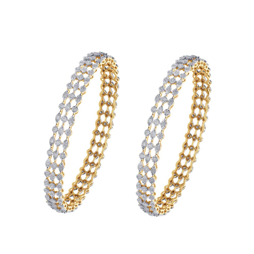 Brilliant 14KT Yellow Gold Bangle Set of 2-Bangles-OBA21032