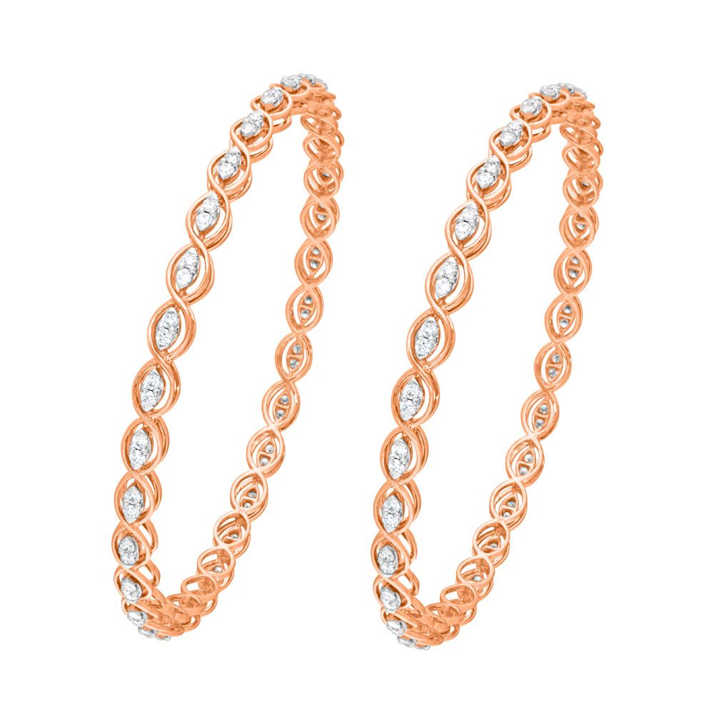 Contemporary 18KT Rose Gold Bangle Set of 2-All Jewellery-OBA22016