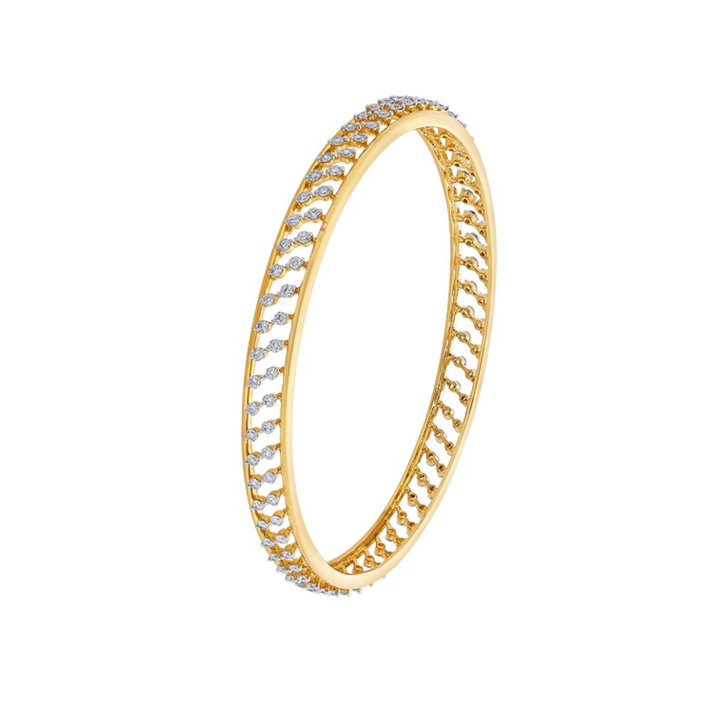 Sparkling Yellow Gold Diamond Bangle-Bangles-OBA22031