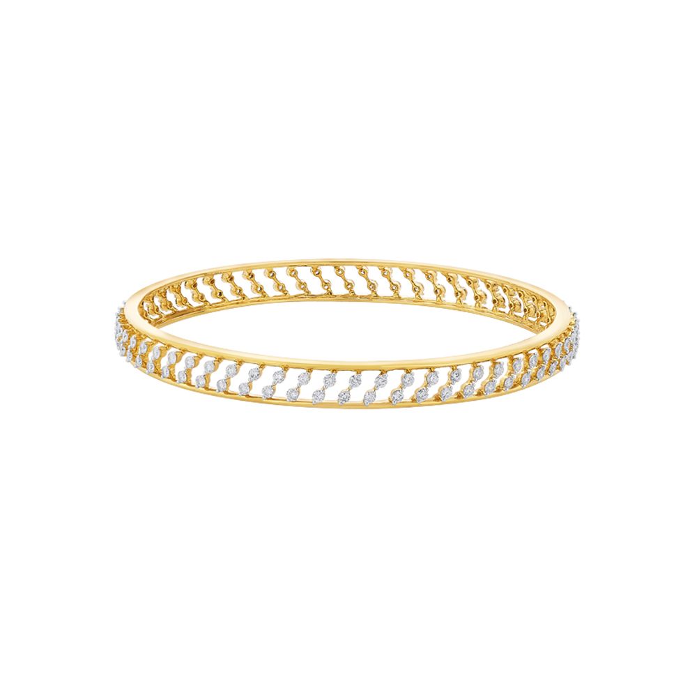 Sparkling Yellow Gold Diamond Bangle-Bangles-OBA22031