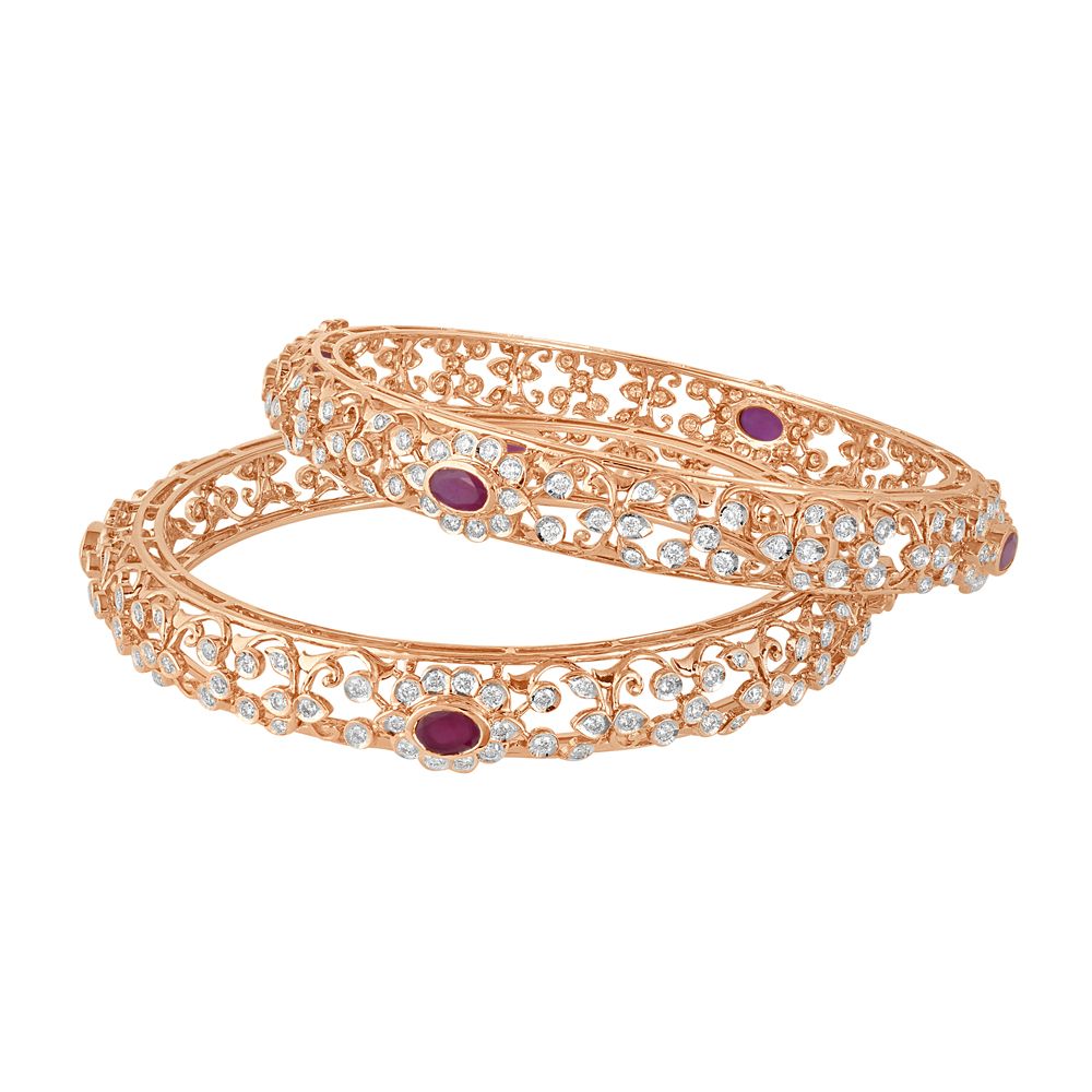 Mesmerising Diamond Bangle Set of 2-Bangles-OBA23005