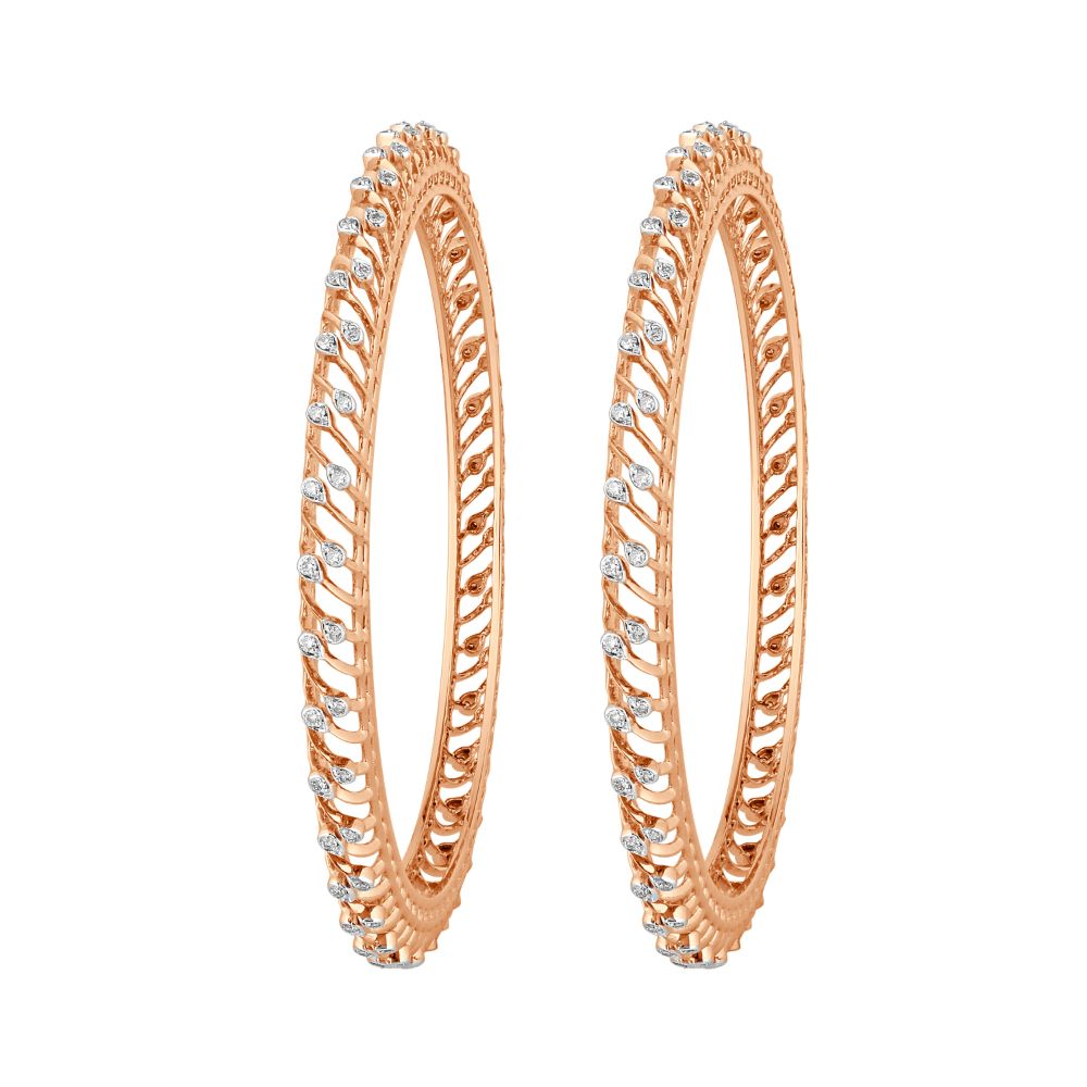 Fascinating 18KT Rose Gold and Diamond Bangle Set-Bangles-OBA23009