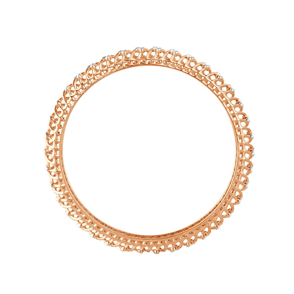 Fascinating 18KT Rose Gold and Diamond Bangle Set-Bangles-OBA23009
