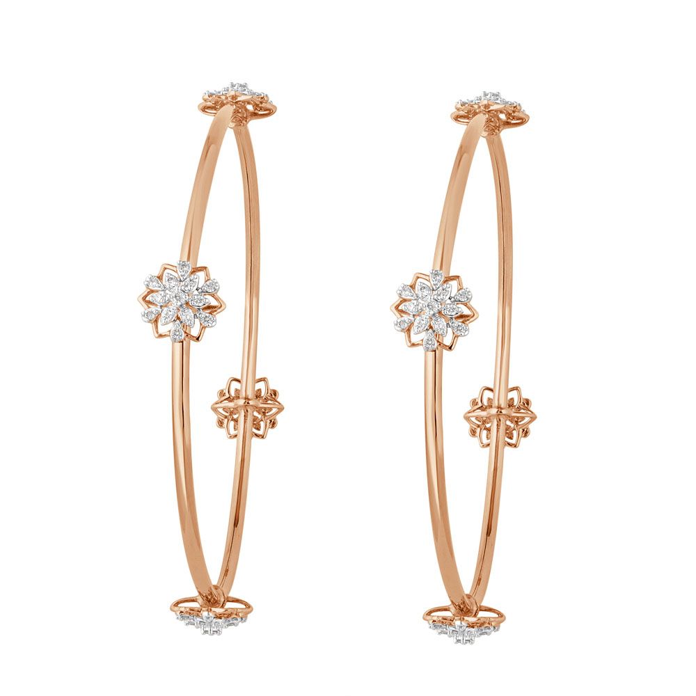 Dazzling Diamond Bangle in 18KT Rose Gold Set of 2-All Jewellery-OBA23016