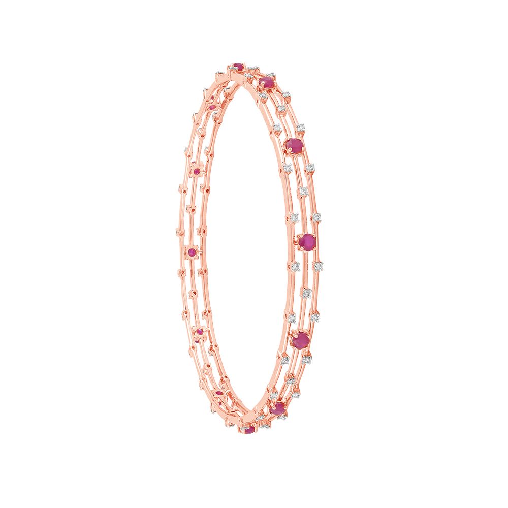 Charming 14KT Rose Gold and Diamond Astra Bangle Set of 2-All Jewellery-OBA23035