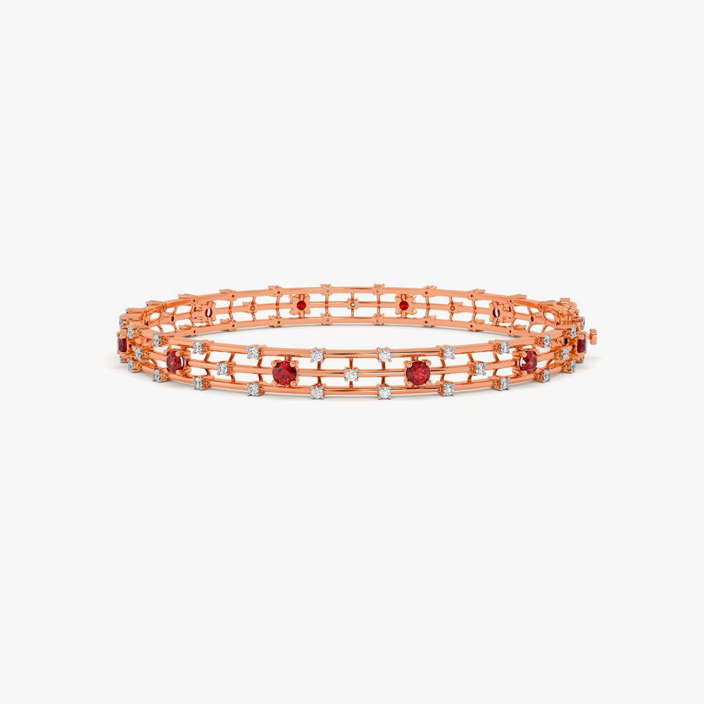 Charming 14KT Rose Gold and Diamond Astra Bangle Set of 2-All Jewellery-OBA23035