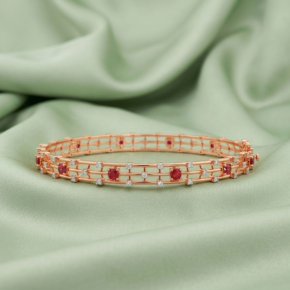 Charming 14KT Rose Gold and Diamond Astra Bangle Set of 2-All Jewellery-OBA23035