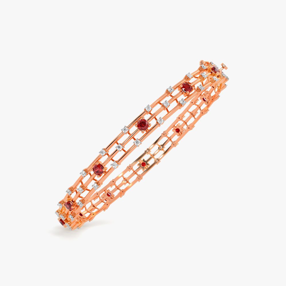 Charming 14KT Rose Gold and Diamond Astra Bangle Set of 2-All Jewellery-OBA23035
