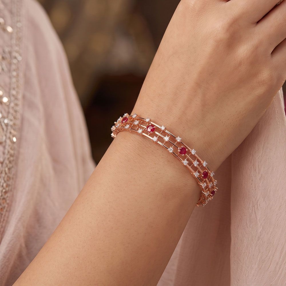 Charming 14KT Rose Gold and Diamond Astra Bangle Set of 2-All Jewellery-OBA23035