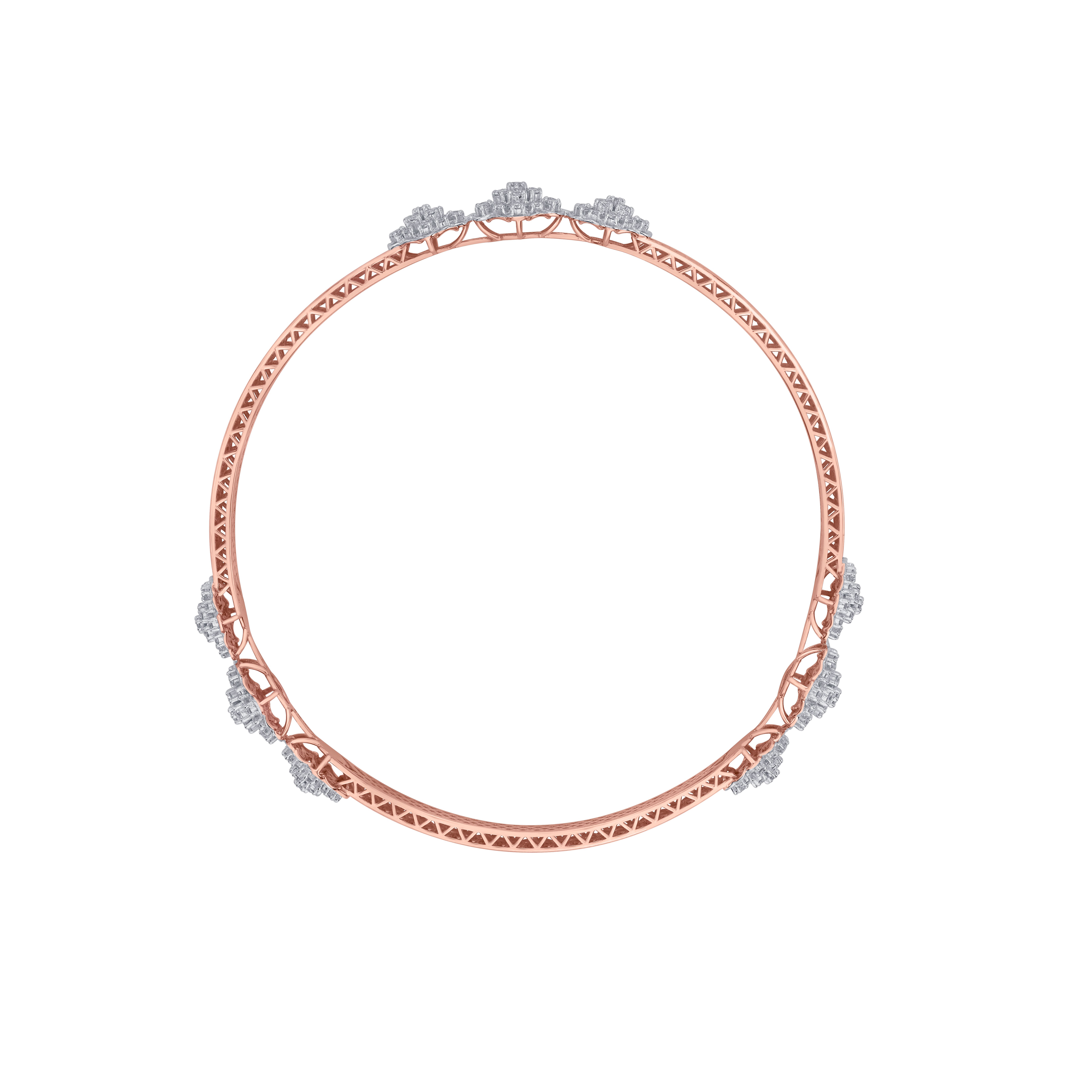 Floral Mesh Diamond Rose Gold Bangles Set of 2-All Jewellery-OBA23040