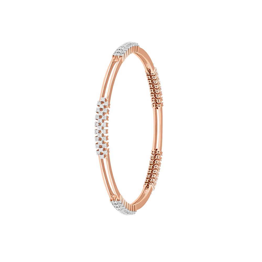 Slender Diamond and Rose Gold Bangle Set-All Jewellery-OBA23046