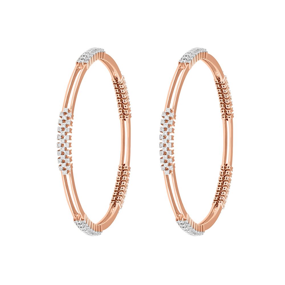 Slender Diamond and Rose Gold Bangle Set-All Jewellery-OBA23046