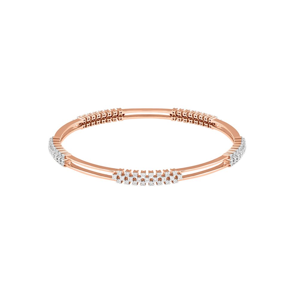 Slender Diamond and Rose Gold Bangle Set-All Jewellery-OBA23046