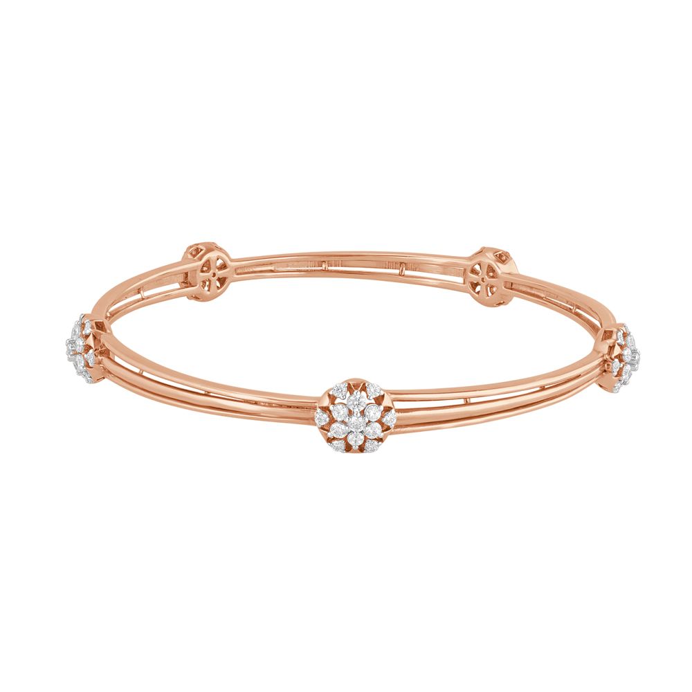 Concentric Circled Rose Gold Designer Bangle Set of 2-Shop by Metal-OBA23048