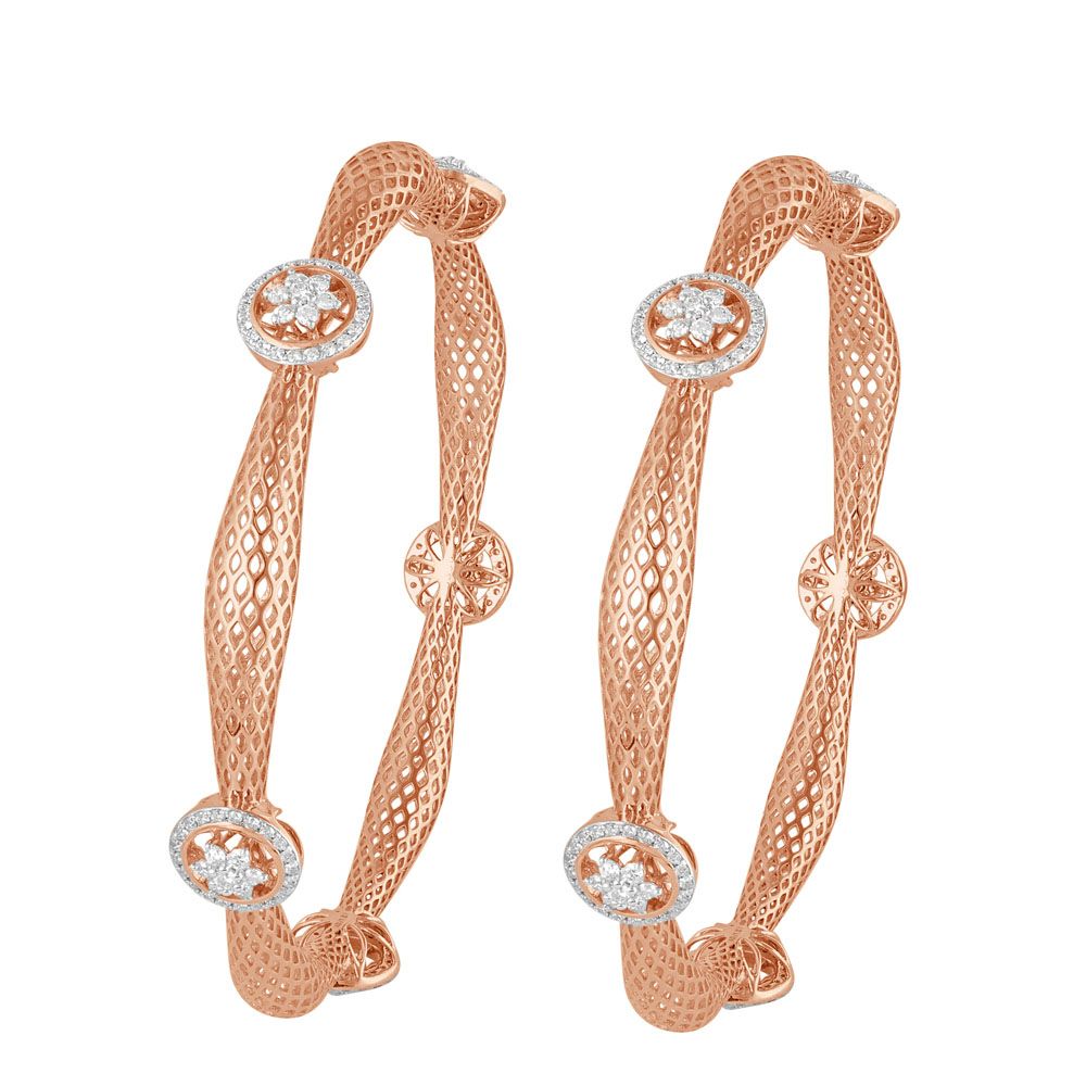 Resplendent Diamond Bangle in 18KT Rose Gold Set of 2-SHOP BY METAL COLOUR-OBA23051