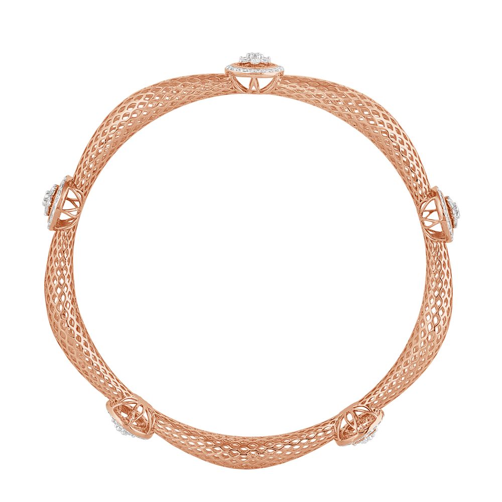 Resplendent Diamond Bangle in 18KT Rose Gold Set of 2-Shop by Metal-OBA23051