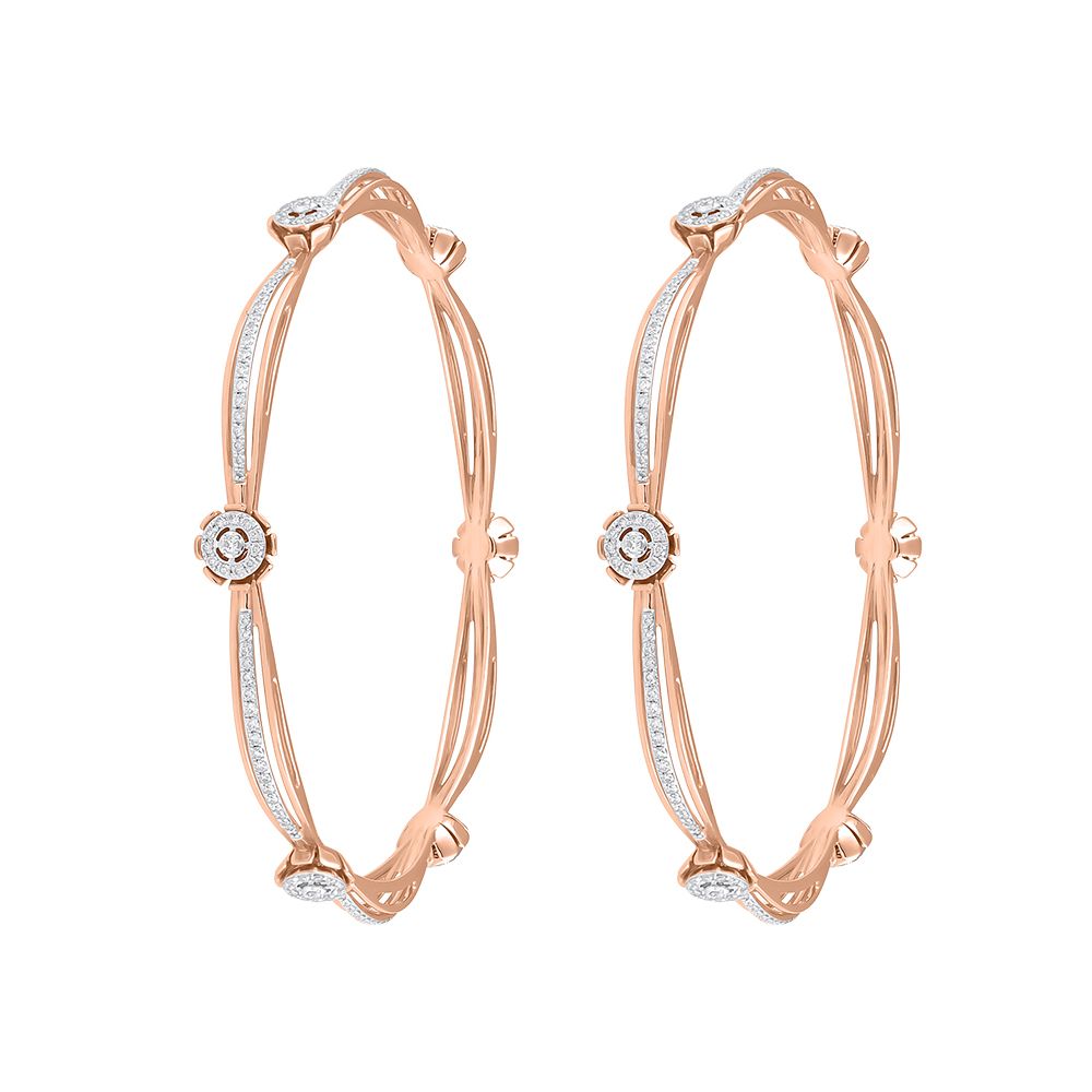 Ornate 18KT Rose Gold Pair of Bangles-All Jewellery-OBA23053