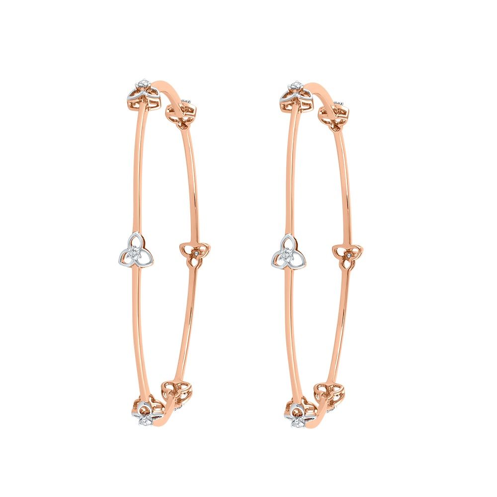 Flora Rose Gold and Diamond Bangle Pair-All Jewellery-OBA23P02