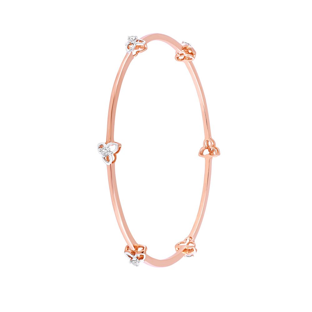Flora Rose Gold and Diamond Bangle Pair-All Jewellery-OBA23P02