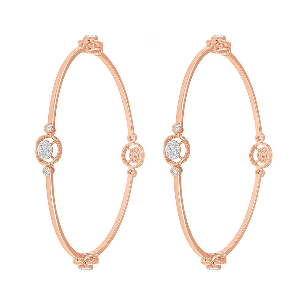 Classic 14Kt Rose Gold and Diamond Bangle Pair-All Jewellery-OBA23P03